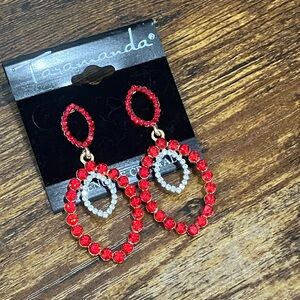 Red Crystal Dangly Earrings